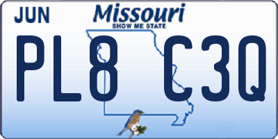 MO license plate PL8C3Q