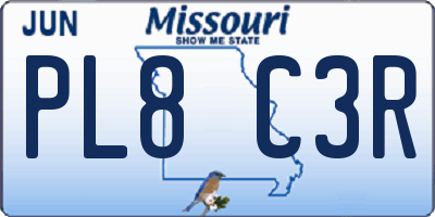 MO license plate PL8C3R