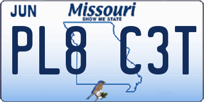 MO license plate PL8C3T