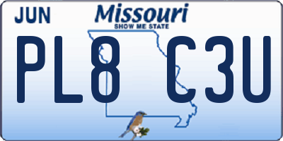 MO license plate PL8C3U