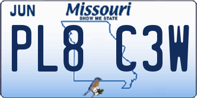 MO license plate PL8C3W