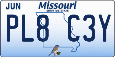 MO license plate PL8C3Y
