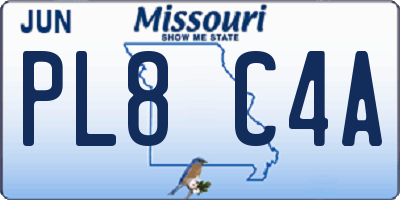 MO license plate PL8C4A