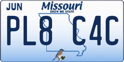 MO license plate PL8C4C