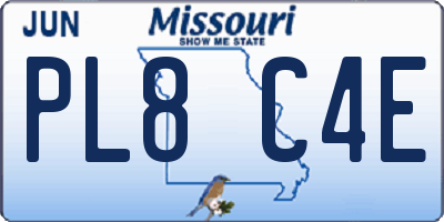 MO license plate PL8C4E