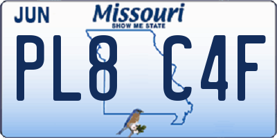 MO license plate PL8C4F
