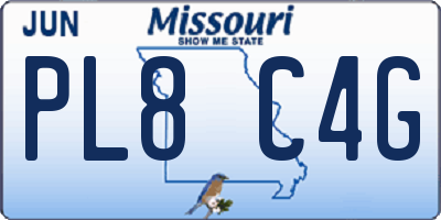 MO license plate PL8C4G