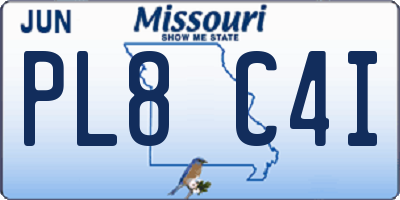MO license plate PL8C4I