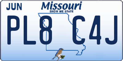 MO license plate PL8C4J
