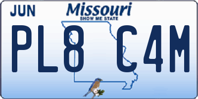 MO license plate PL8C4M