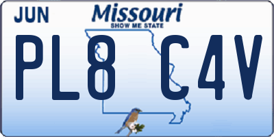 MO license plate PL8C4V