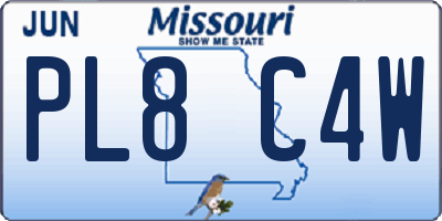 MO license plate PL8C4W