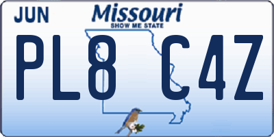 MO license plate PL8C4Z