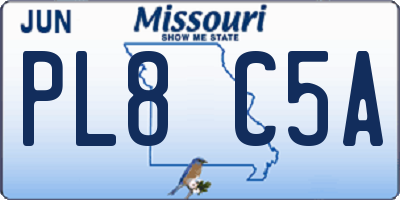 MO license plate PL8C5A