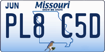 MO license plate PL8C5D