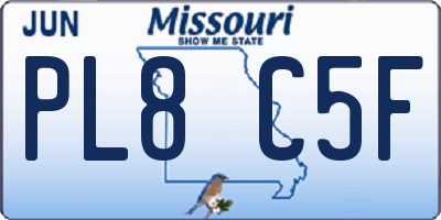 MO license plate PL8C5F