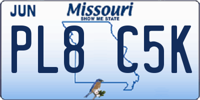 MO license plate PL8C5K