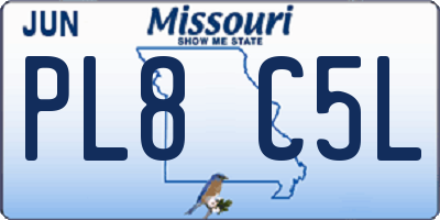 MO license plate PL8C5L