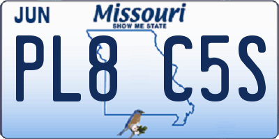 MO license plate PL8C5S