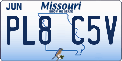 MO license plate PL8C5V