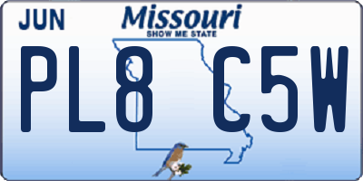 MO license plate PL8C5W