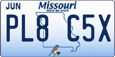 MO license plate PL8C5X