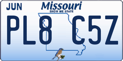 MO license plate PL8C5Z