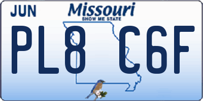 MO license plate PL8C6F