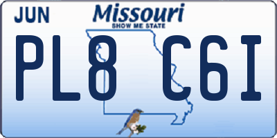 MO license plate PL8C6I