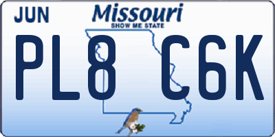 MO license plate PL8C6K