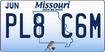 MO license plate PL8C6M