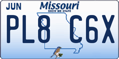 MO license plate PL8C6X