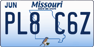 MO license plate PL8C6Z