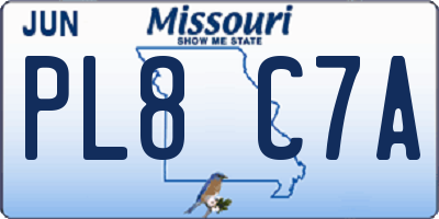 MO license plate PL8C7A