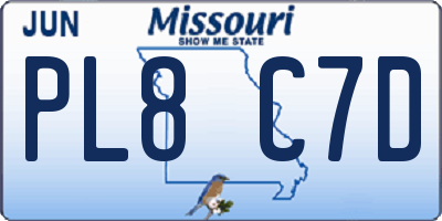 MO license plate PL8C7D