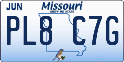 MO license plate PL8C7G