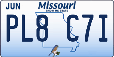 MO license plate PL8C7I