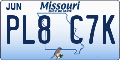 MO license plate PL8C7K