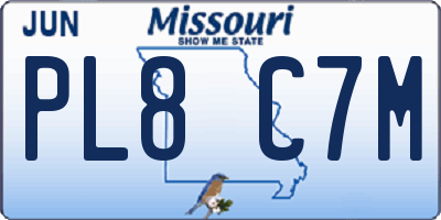 MO license plate PL8C7M