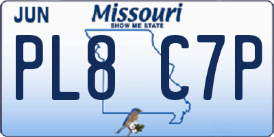 MO license plate PL8C7P