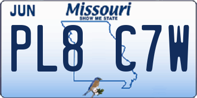 MO license plate PL8C7W