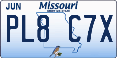 MO license plate PL8C7X