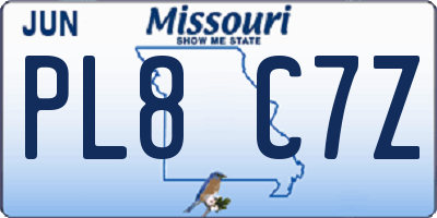 MO license plate PL8C7Z
