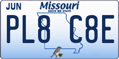 MO license plate PL8C8E