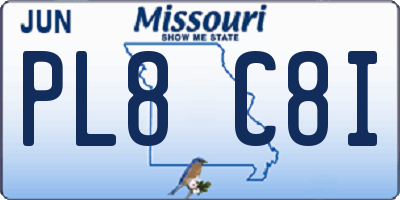 MO license plate PL8C8I