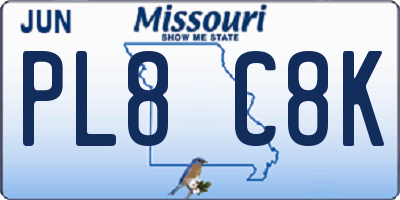 MO license plate PL8C8K