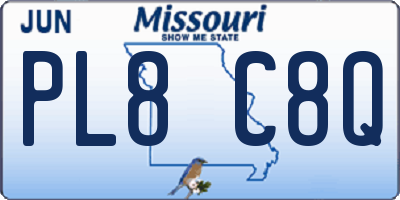 MO license plate PL8C8Q