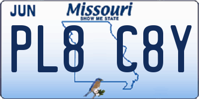 MO license plate PL8C8Y