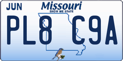 MO license plate PL8C9A