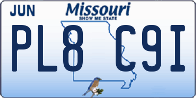 MO license plate PL8C9I